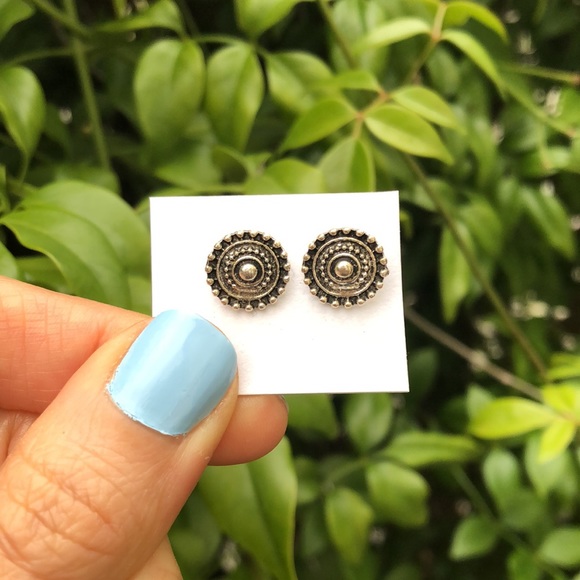 Silver Boho Tribal Earrings - Picture 4 of 5
